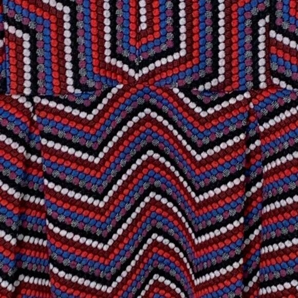 BCBGeneration Red Navy Chevron Fit & Flare Dress Size 10 - Picture 6 of 10